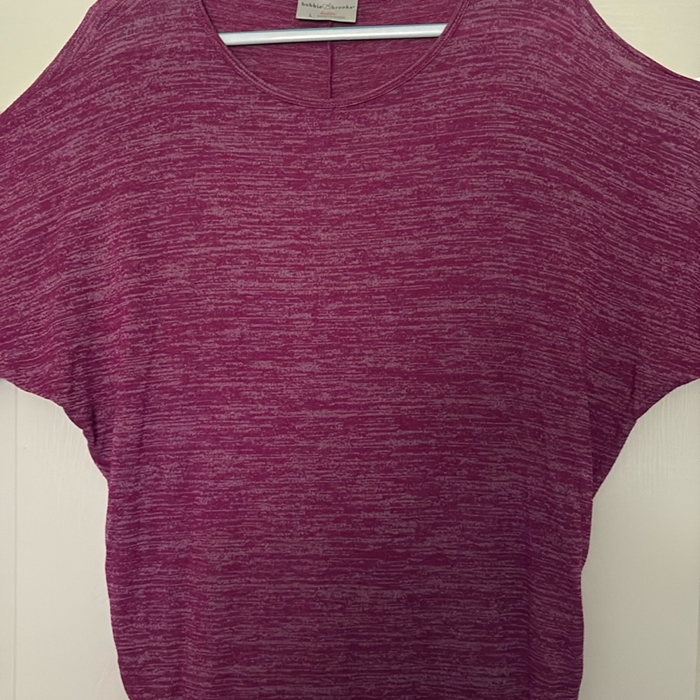 Bobbie Brooks Pink Crew Neck Sweater with Heathered Texture